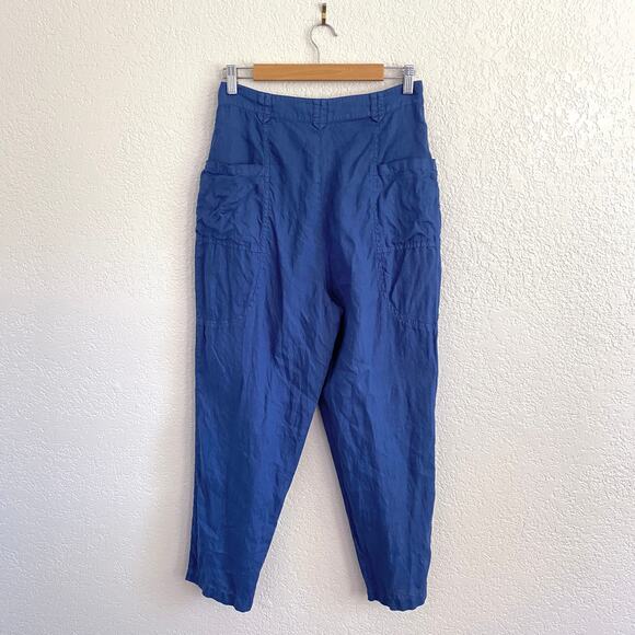 Joie Gia 100% Linen Button Fly High Waist Pants Blue Quartz Women’s 8 Lagenlook - Picture 6 of 13